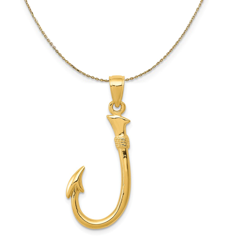 14k Yellow Gold Fishhook Necklace, Item N20233 by The Black Bow Jewelry Co.