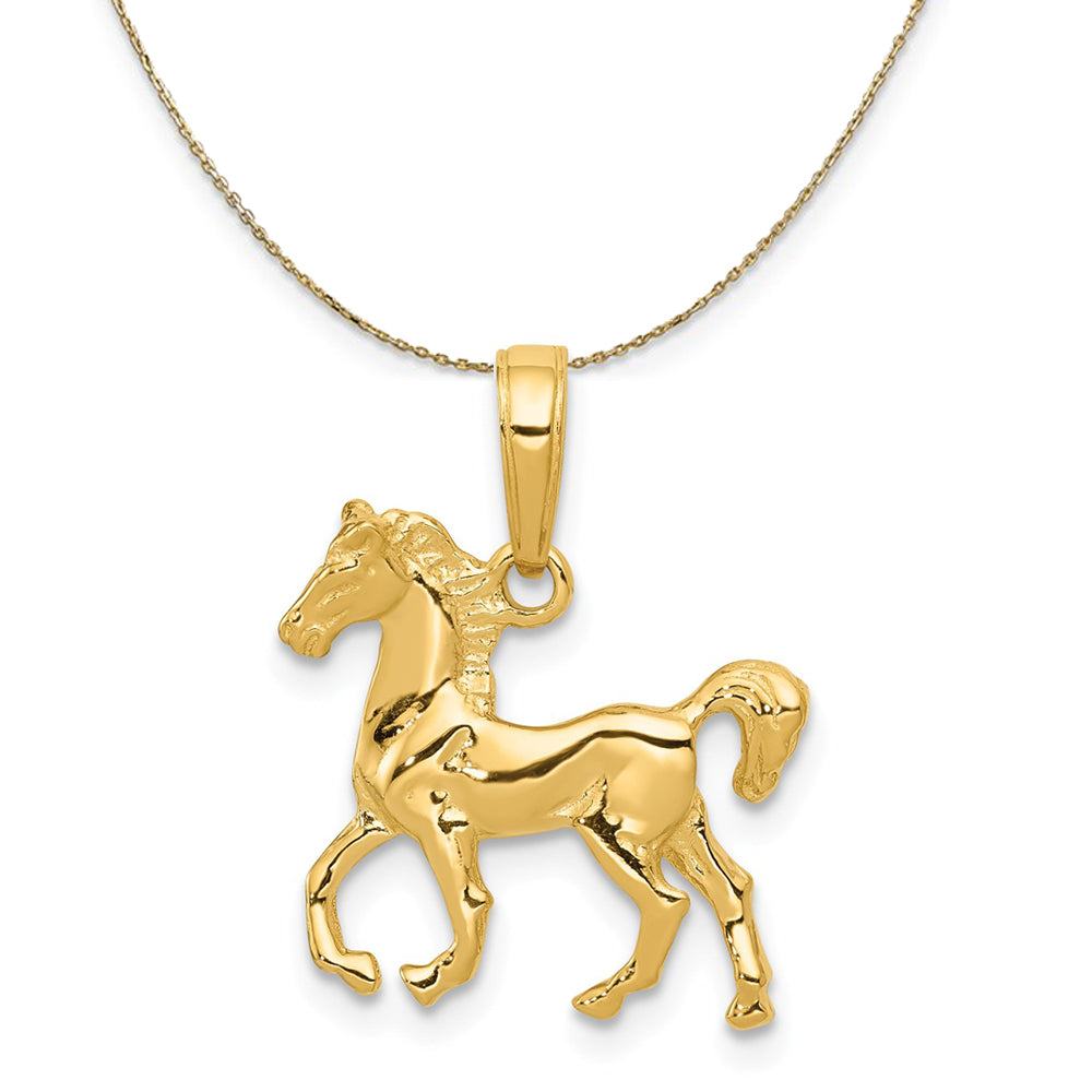 14k Yellow Gold Sm Walking Horse Necklace, Item N20237 by The Black Bow Jewelry Co.