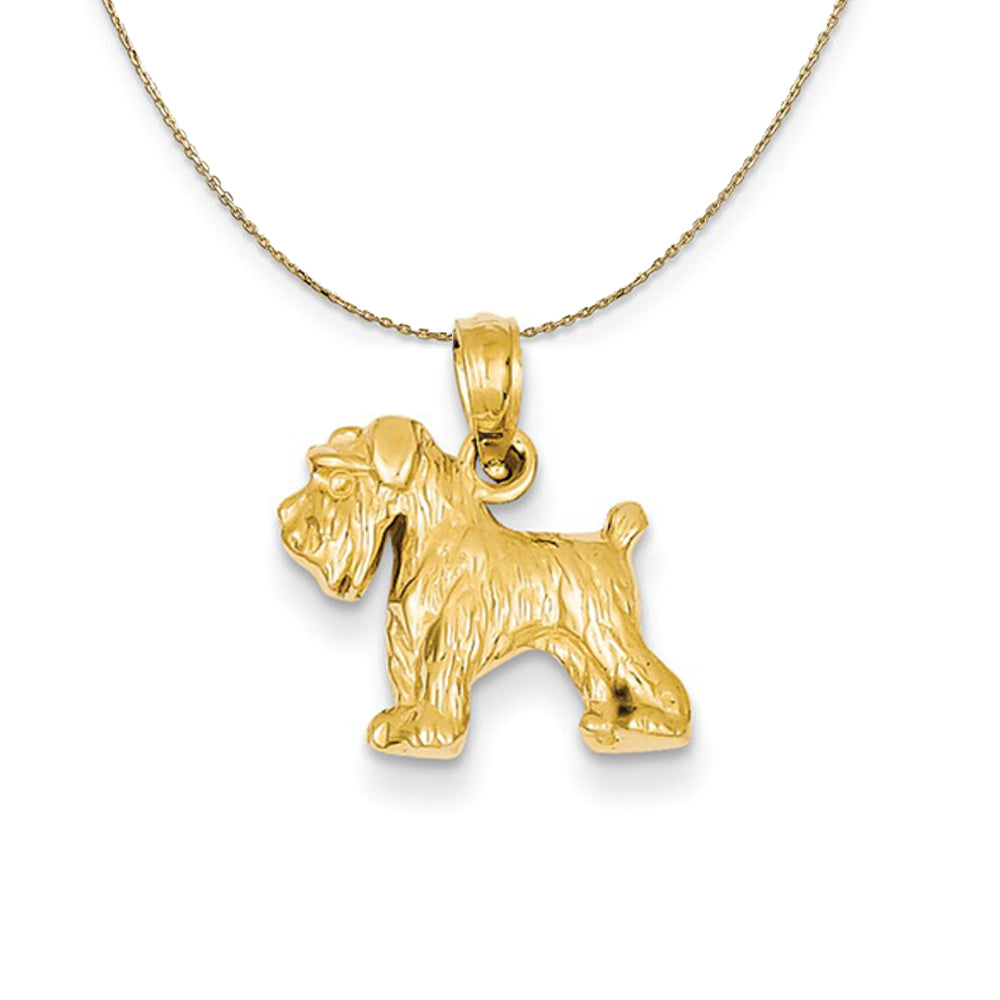 14k Yellow Gold 2D Schnauzer Necklace, Item N20241 by The Black Bow Jewelry Co.