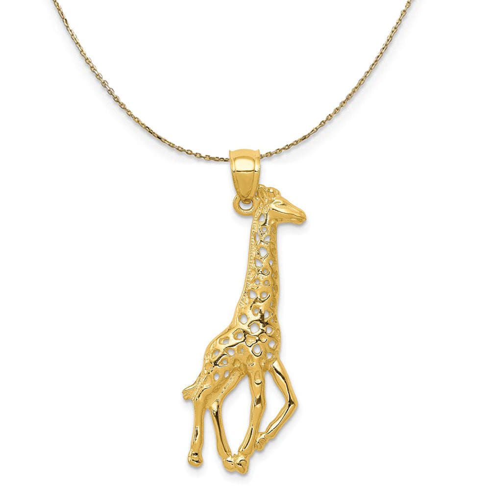 14k Yellow Gold 2D Polished Giraffe Necklace, Item N20249 by The Black Bow Jewelry Co.
