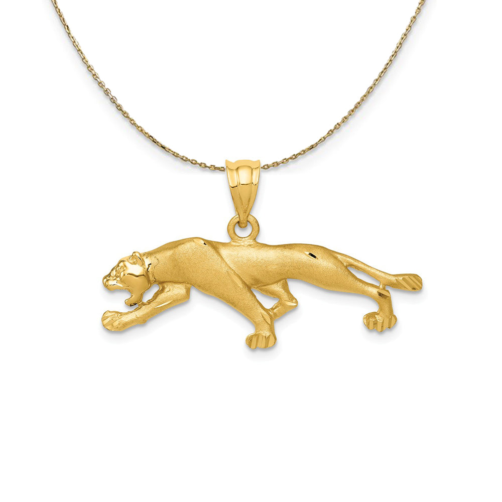 14k Yellow Gold Polished and Satin Panther Necklace, Item N20276 by The Black Bow Jewelry Co.