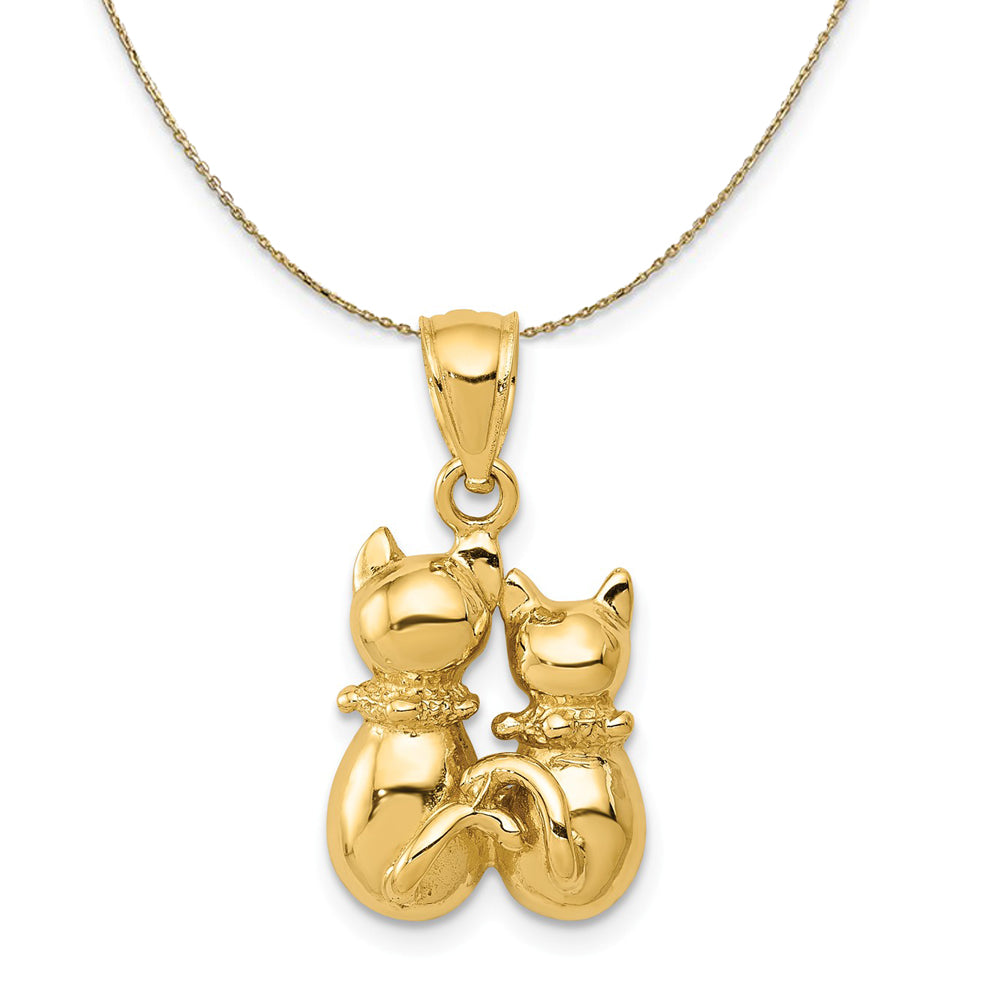 14k Yellow Gold 2D Polished Double Cat Necklace, Item N20286 by The Black Bow Jewelry Co.