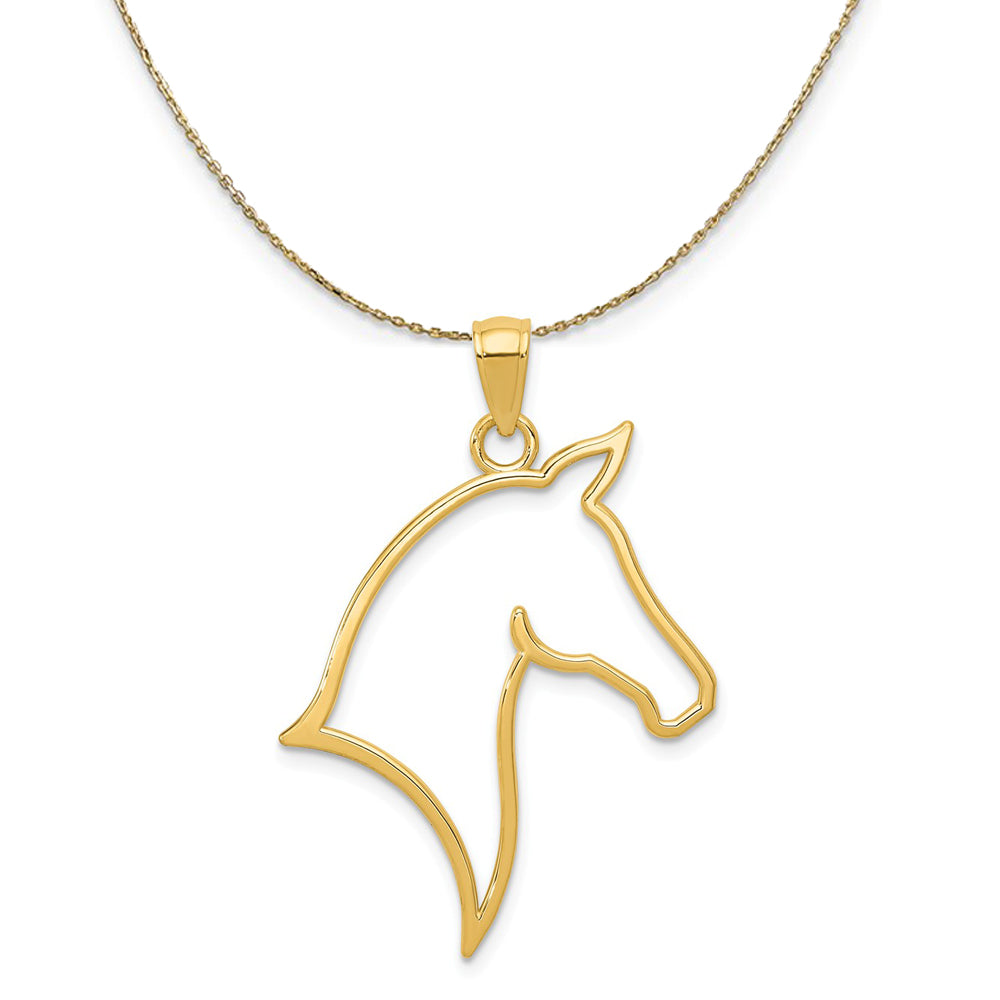 14k Yellow Gold Horse Head Silhouette Necklace, Item N20296 by The Black Bow Jewelry Co.