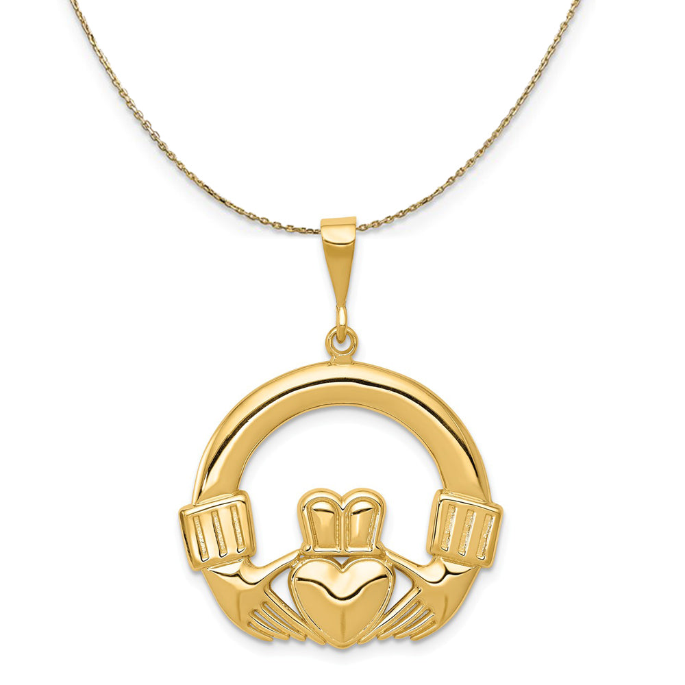 14k Yellow Gold Claddagh Necklace, 25mm, Item N20298 by The Black Bow Jewelry Co.