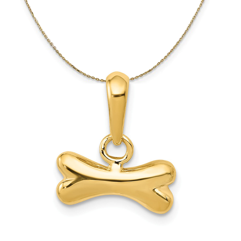 14k Yellow Gold Sm Polished Dog Bone Necklace, Item N20301 by The Black Bow Jewelry Co.
