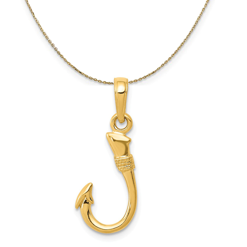 14k Yellow Gold Sm Fishhook Necklace, Item N20305 by The Black Bow Jewelry Co.