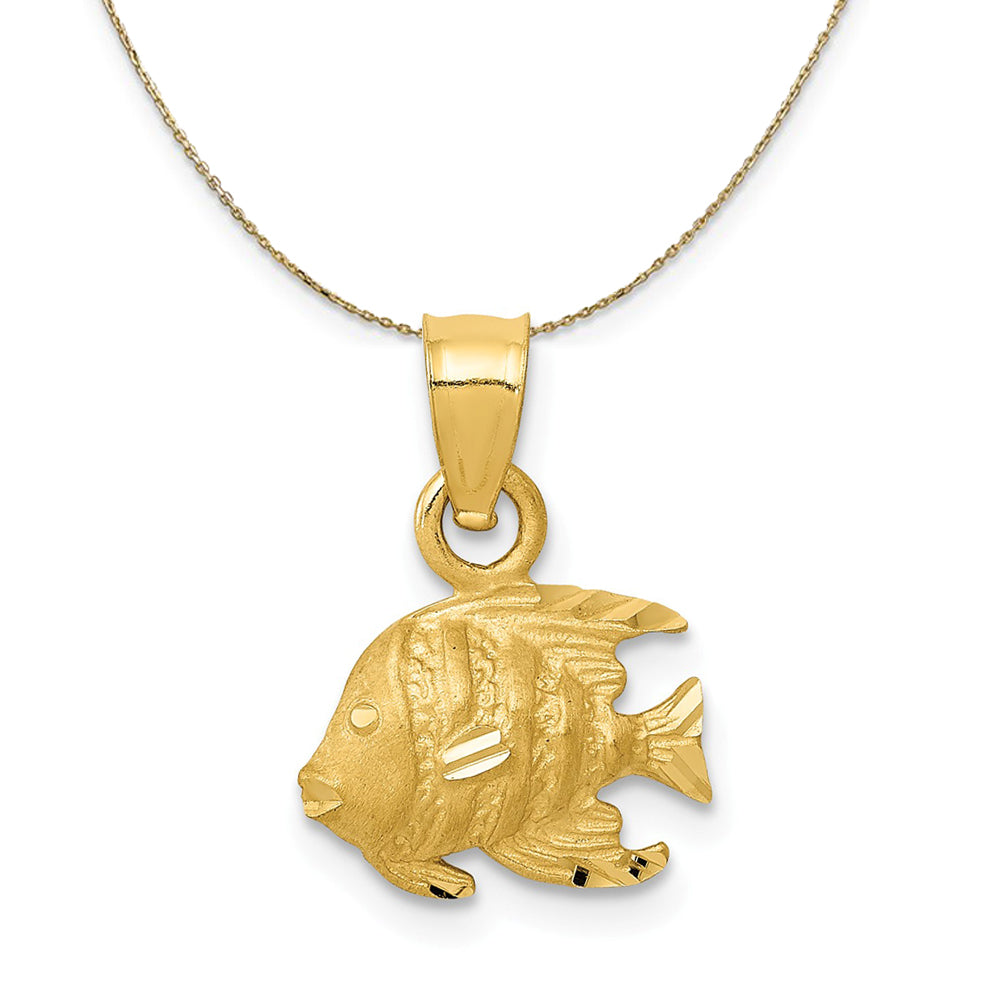 14k Yellow Gold Fish Necklace, 11mm, Item N20308 by The Black Bow Jewelry Co.
