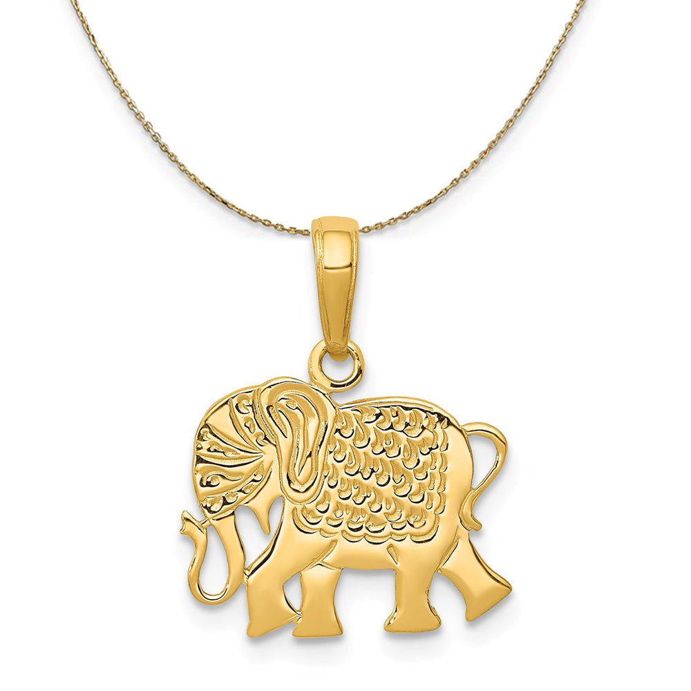 14k Yellow Gold Flat Circus Elephant Necklace, Item N20319 by The Black Bow Jewelry Co.