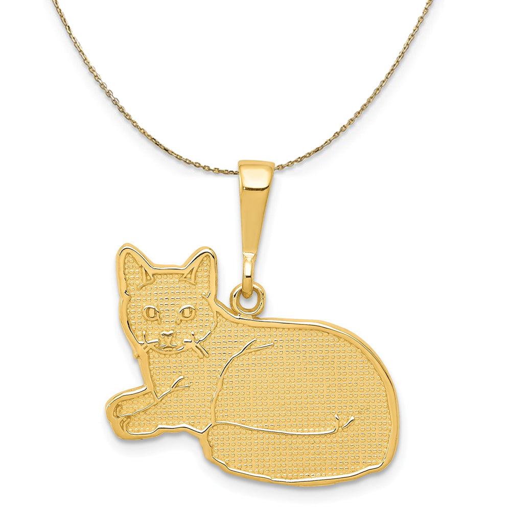 14k Yellow Gold Russian Blue Cat Necklace, Item N20329 by The Black Bow Jewelry Co.