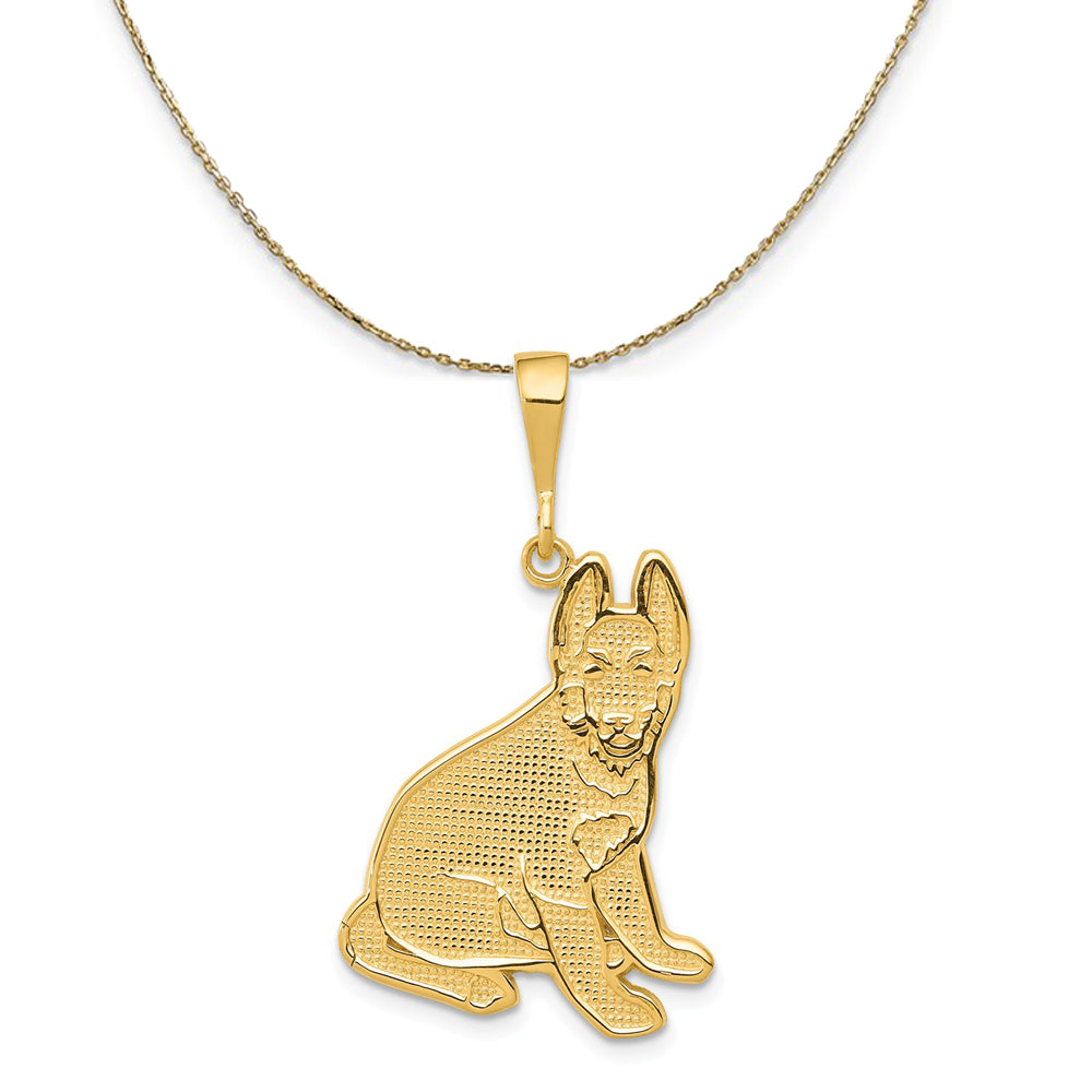 14k Yellow Gold German Shepherd Necklace, Item N20333 by The Black Bow Jewelry Co.
