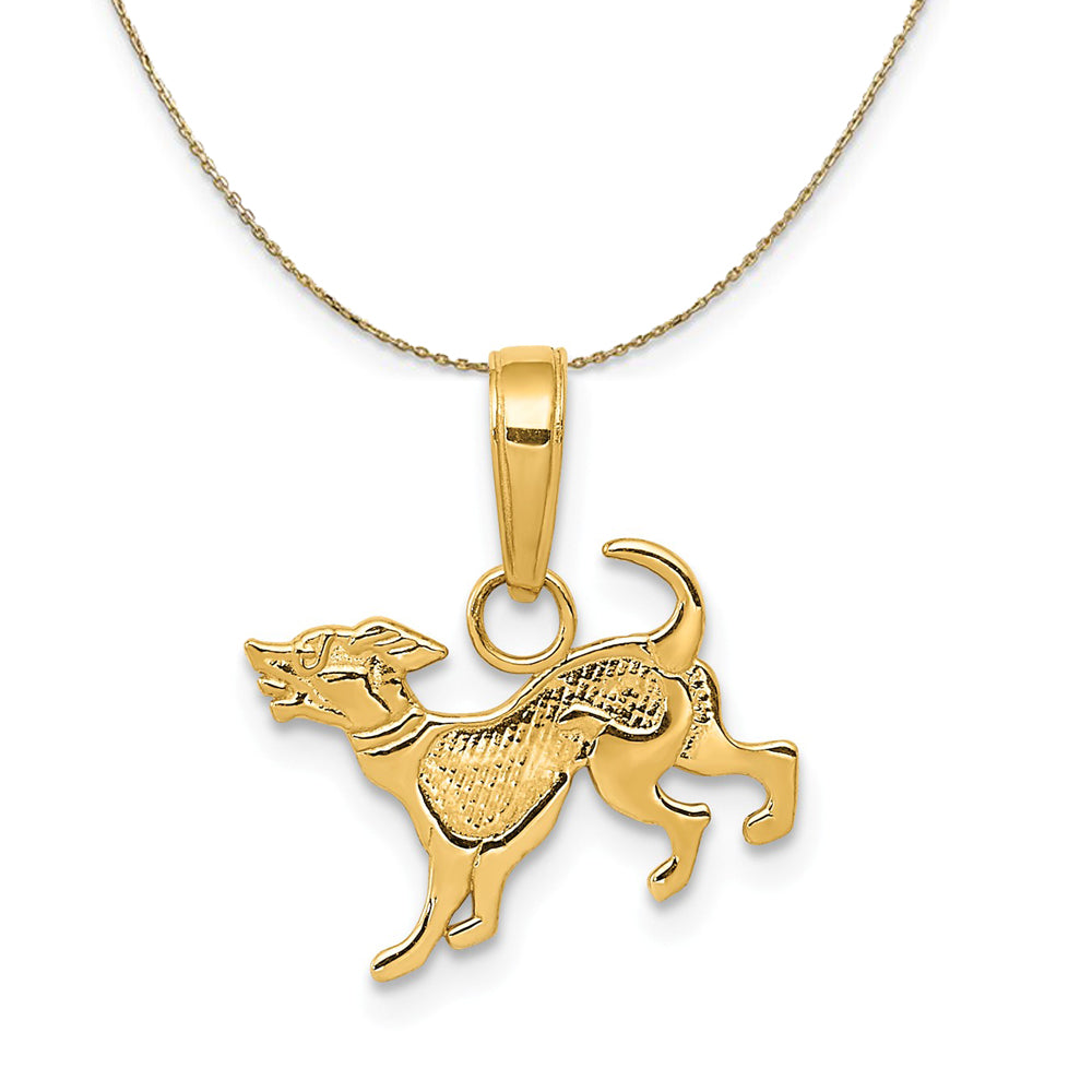 14k Yellow Gold Sm Playing Dog Necklace, Item N20341 by The Black Bow Jewelry Co.