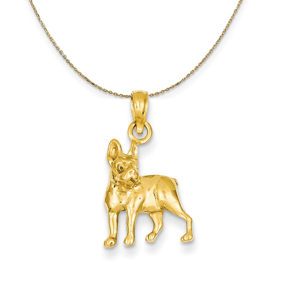 14k Yellow Gold Polished 2D Boston Terrier Necklace, Item N20342 by The Black Bow Jewelry Co.