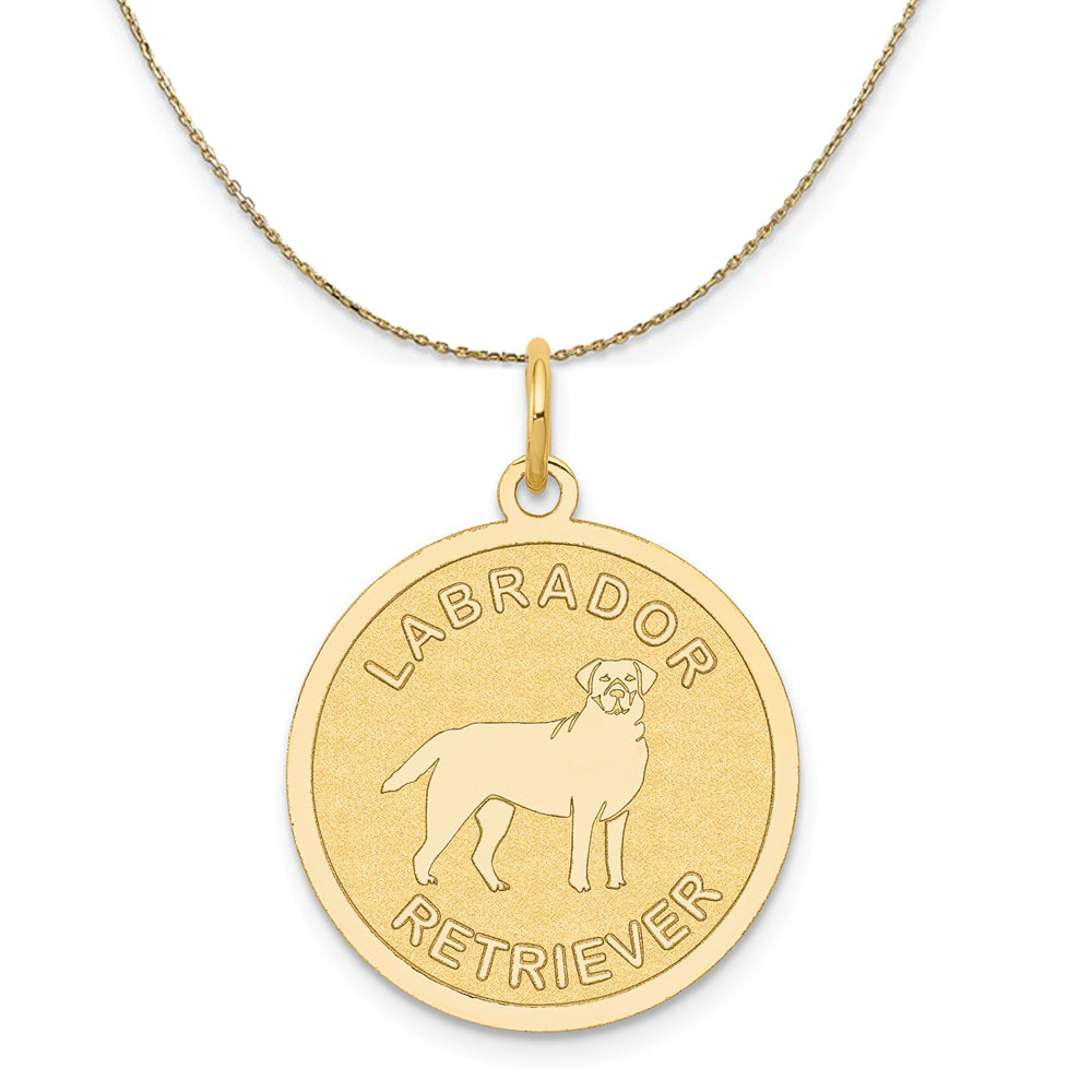 14k Yellow Gold Etched Labrador Retriever Disc Necklace, Item N20370 by The Black Bow Jewelry Co.
