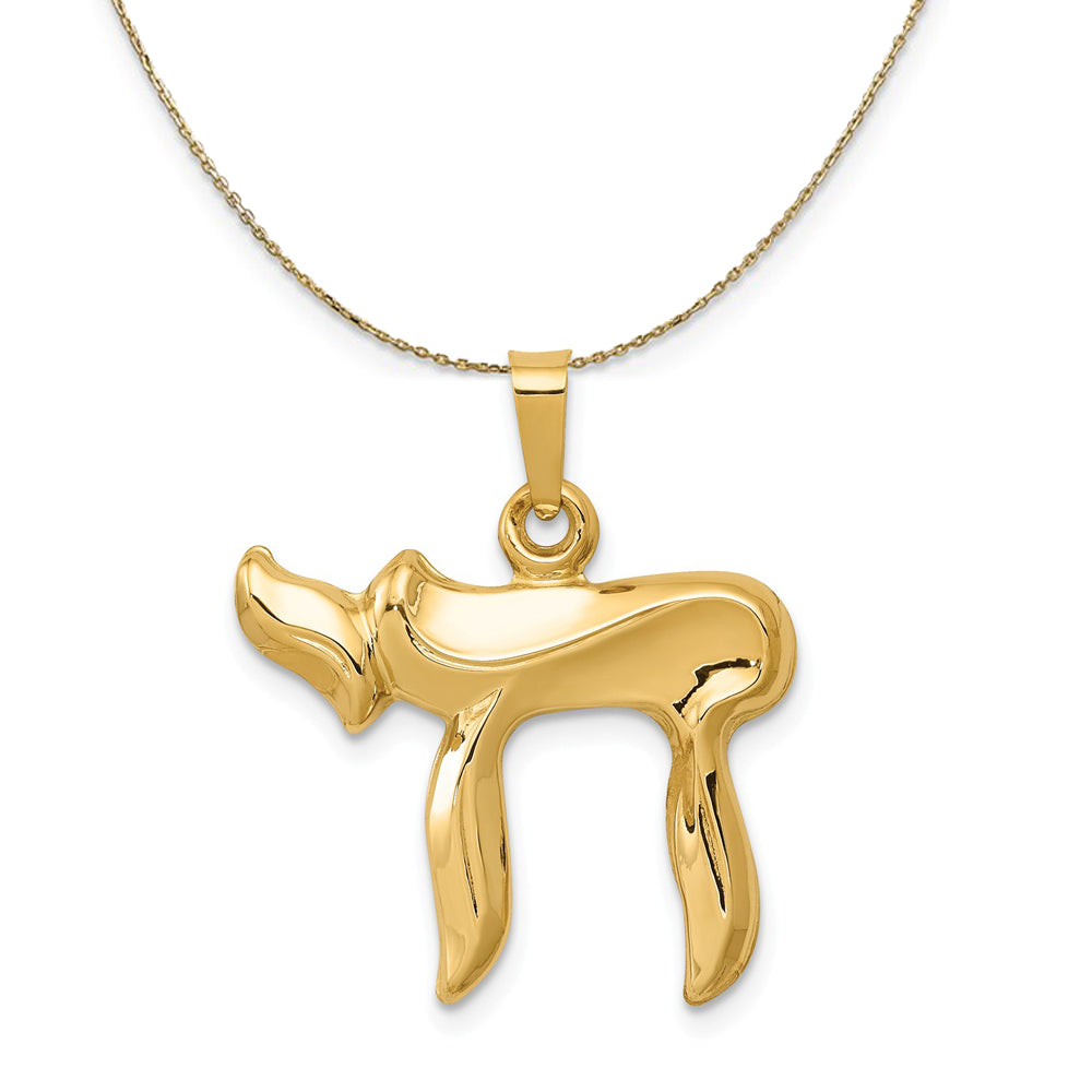 14k Yellow Gold Polished Chai Necklace, Item N20377 by The Black Bow Jewelry Co.