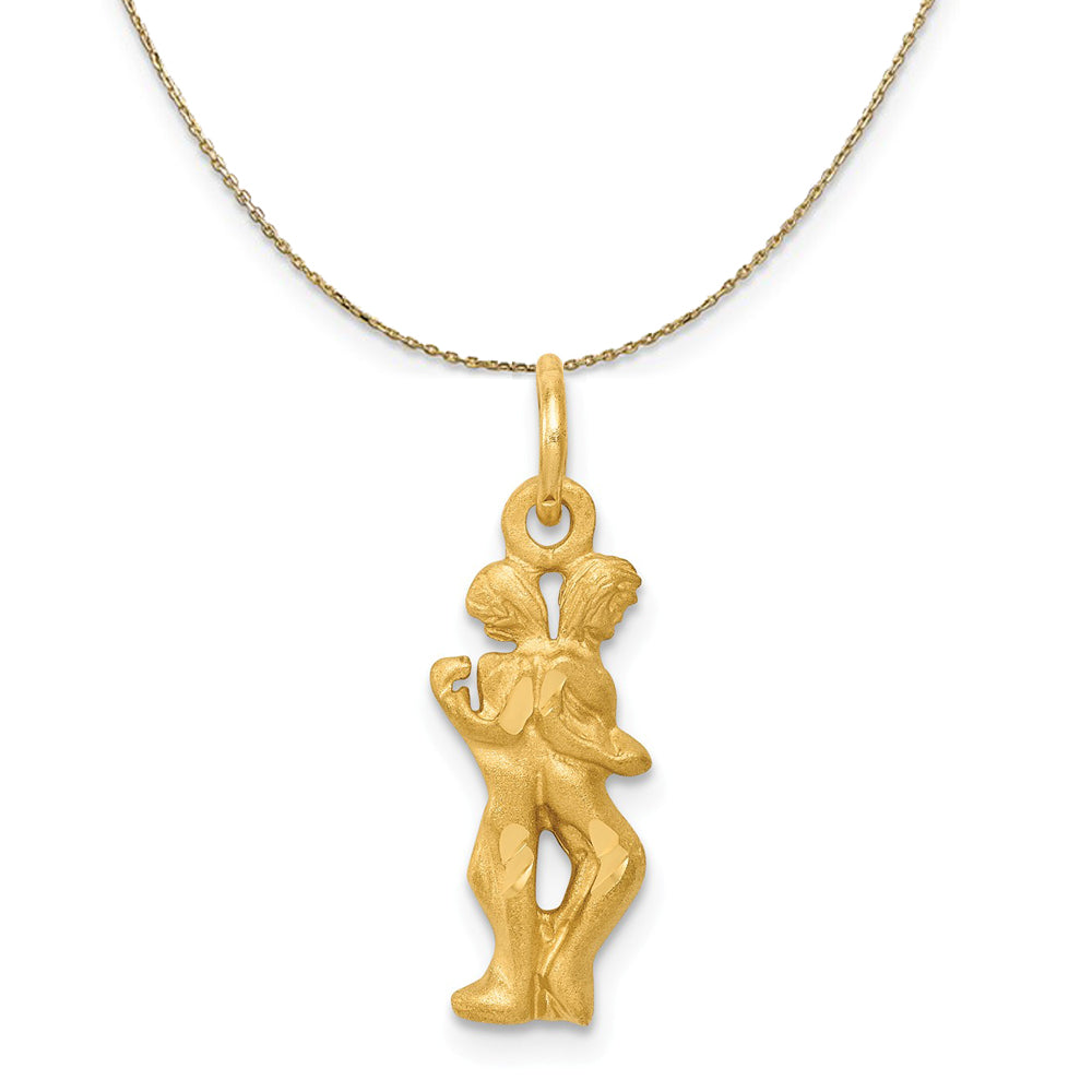 14k Yellow Gold Gemini the Twins Zodiac Diamond Cut Necklace, Item N20392 by The Black Bow Jewelry Co.