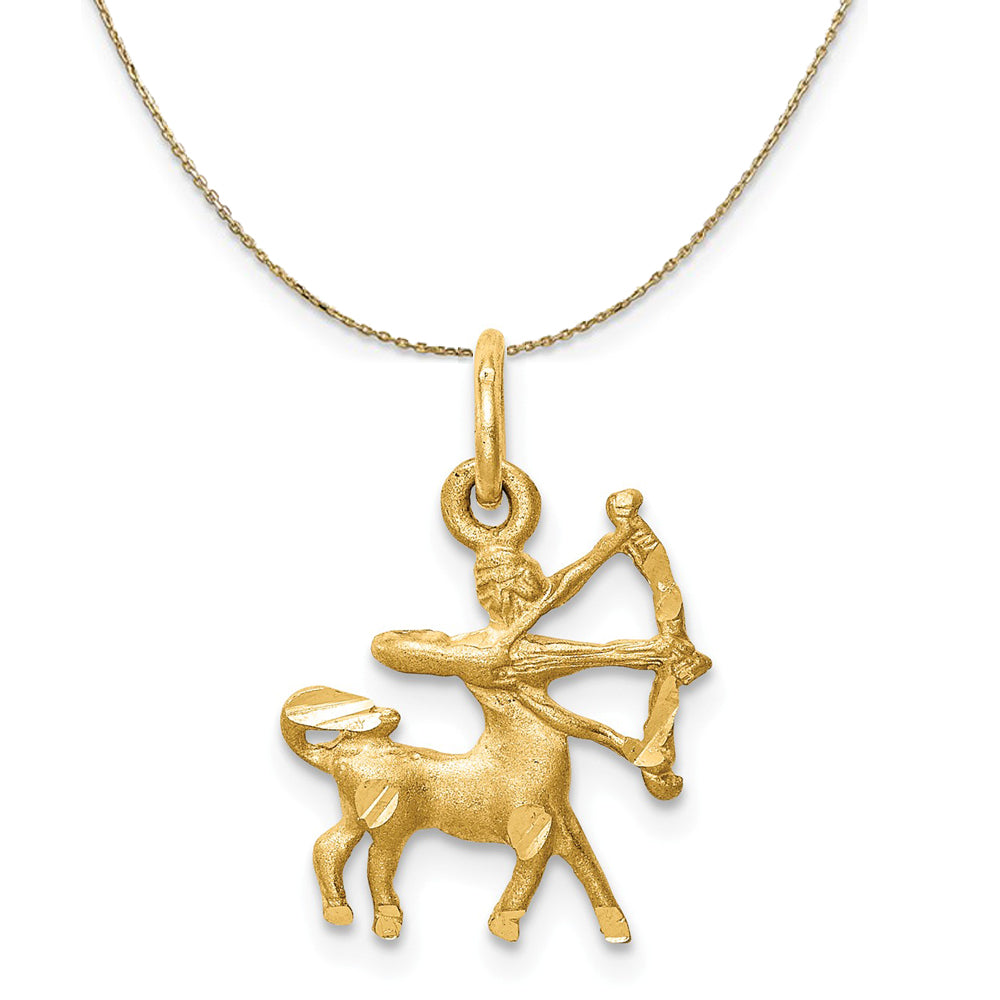 14k Yellow Gold Sagittarius the Archer Zodiac Satin Necklace, Item N20398 by The Black Bow Jewelry Co.