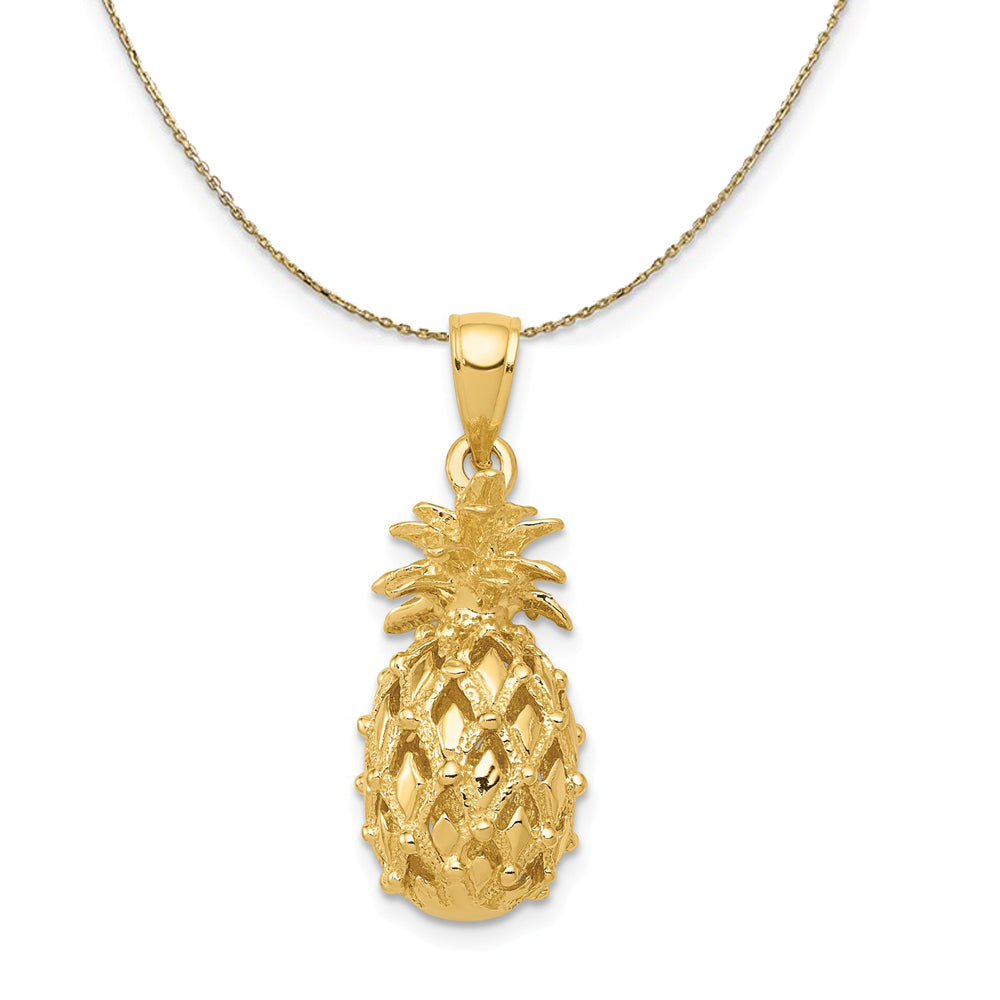 14k Yellow Gold Cutout Pineapple Necklace, Item N20426 by The Black Bow Jewelry Co.