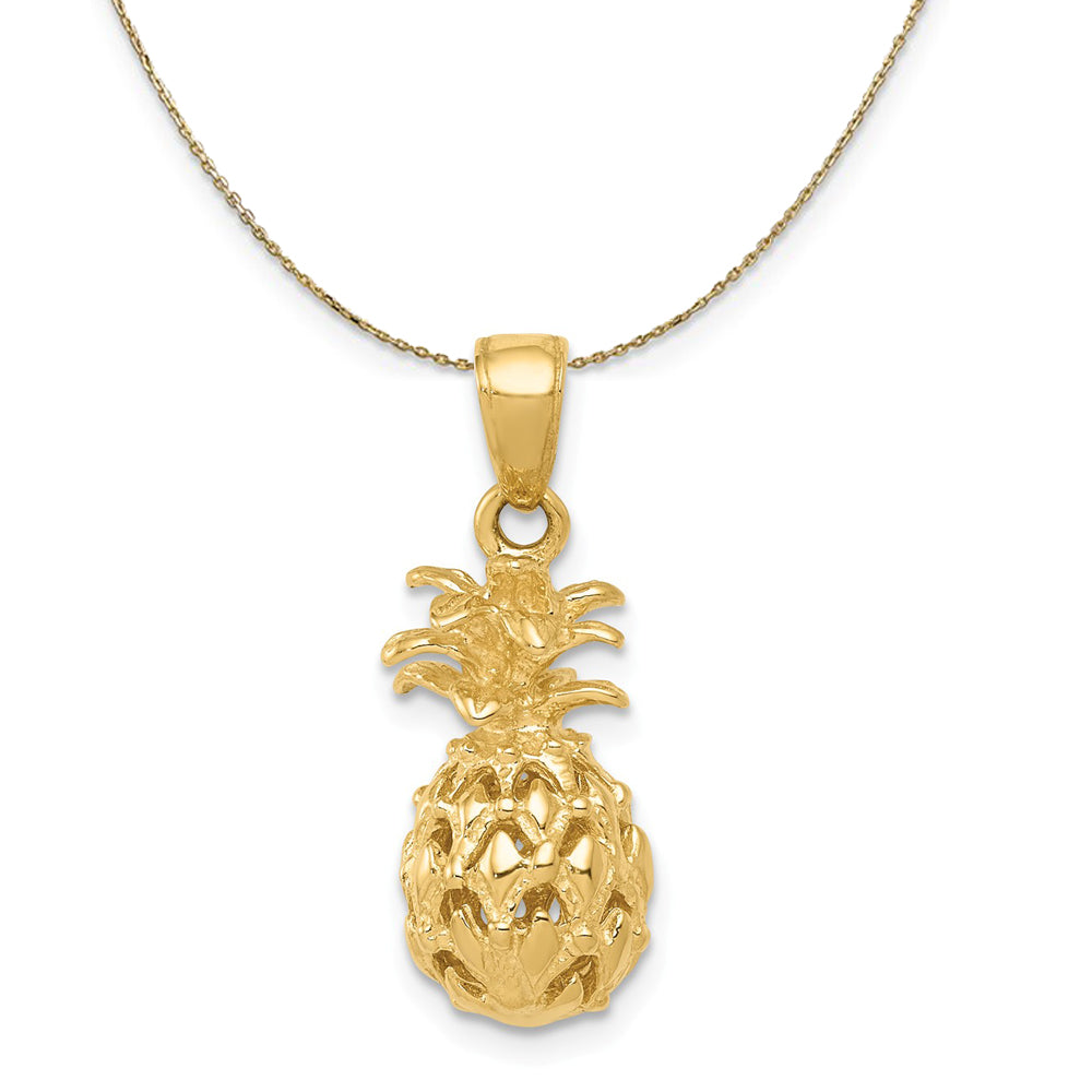 14k Yellow Gold Sm Cutout Pineapple Necklace, Item N20427 by The Black Bow Jewelry Co.