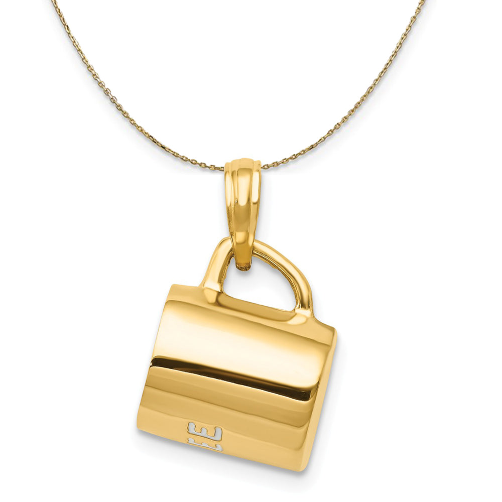 14k Yellow Gold and Enamel Coffee Mug Necklace, Item N20434 by The Black Bow Jewelry Co.