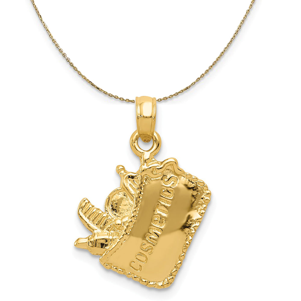 14k Yellow Gold Satin Cosmetic Bag Necklace, Item N20440 by The Black Bow Jewelry Co.
