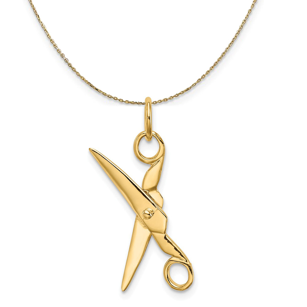 14k Yellow Gold Open Scissors Necklace, Item N20445 by The Black Bow Jewelry Co.