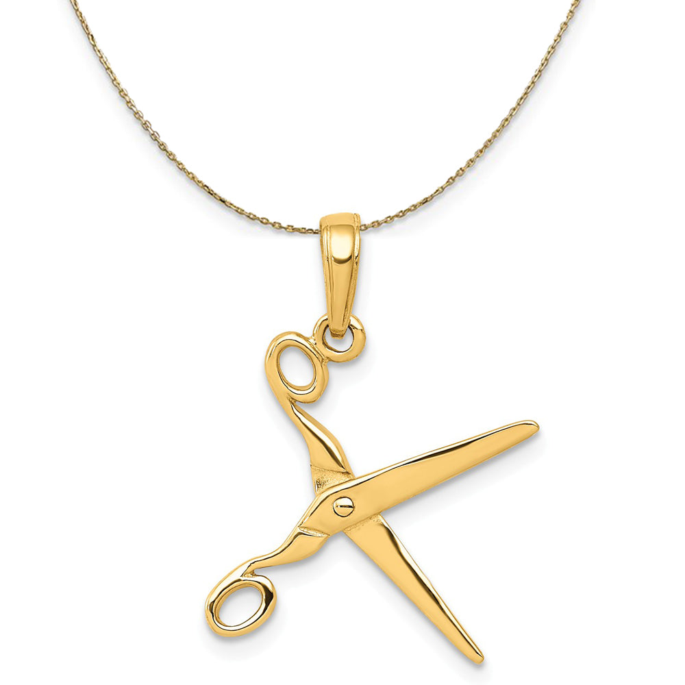 14k Yellow Gold Scissors Necklace Black Bow Jewelry Company