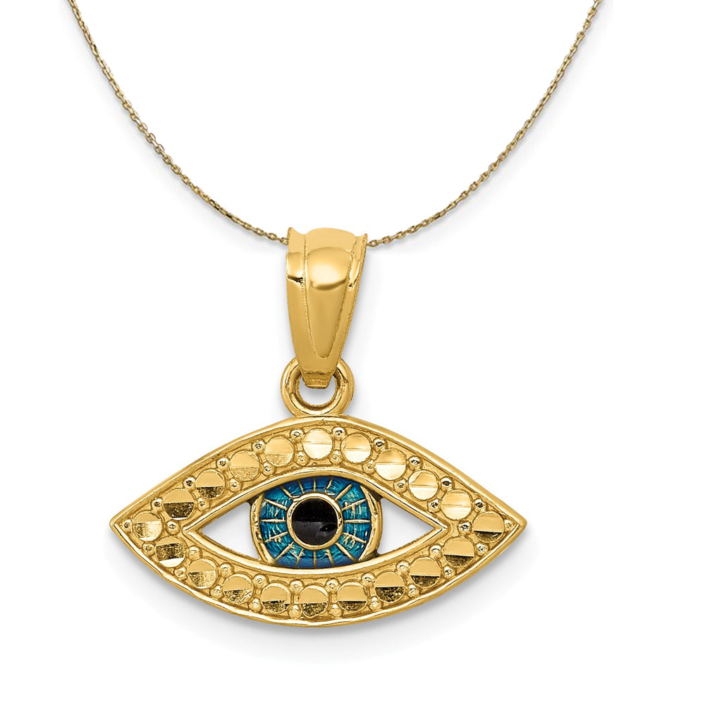14k Yellow Gold and Enameled Evil Eye Necklace, Item N20449 by The Black Bow Jewelry Co.