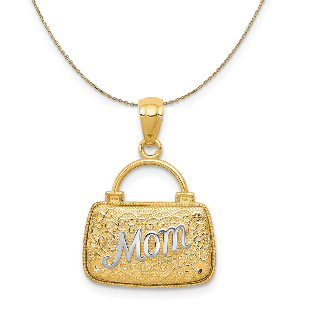 14k Yellow Gold Reversible Mom Purse Necklace, Item N20451 by The Black Bow Jewelry Co.