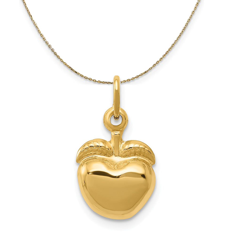 14k Yellow Gold Puffed Apple Necklace, Item N20466 by The Black Bow Jewelry Co.
