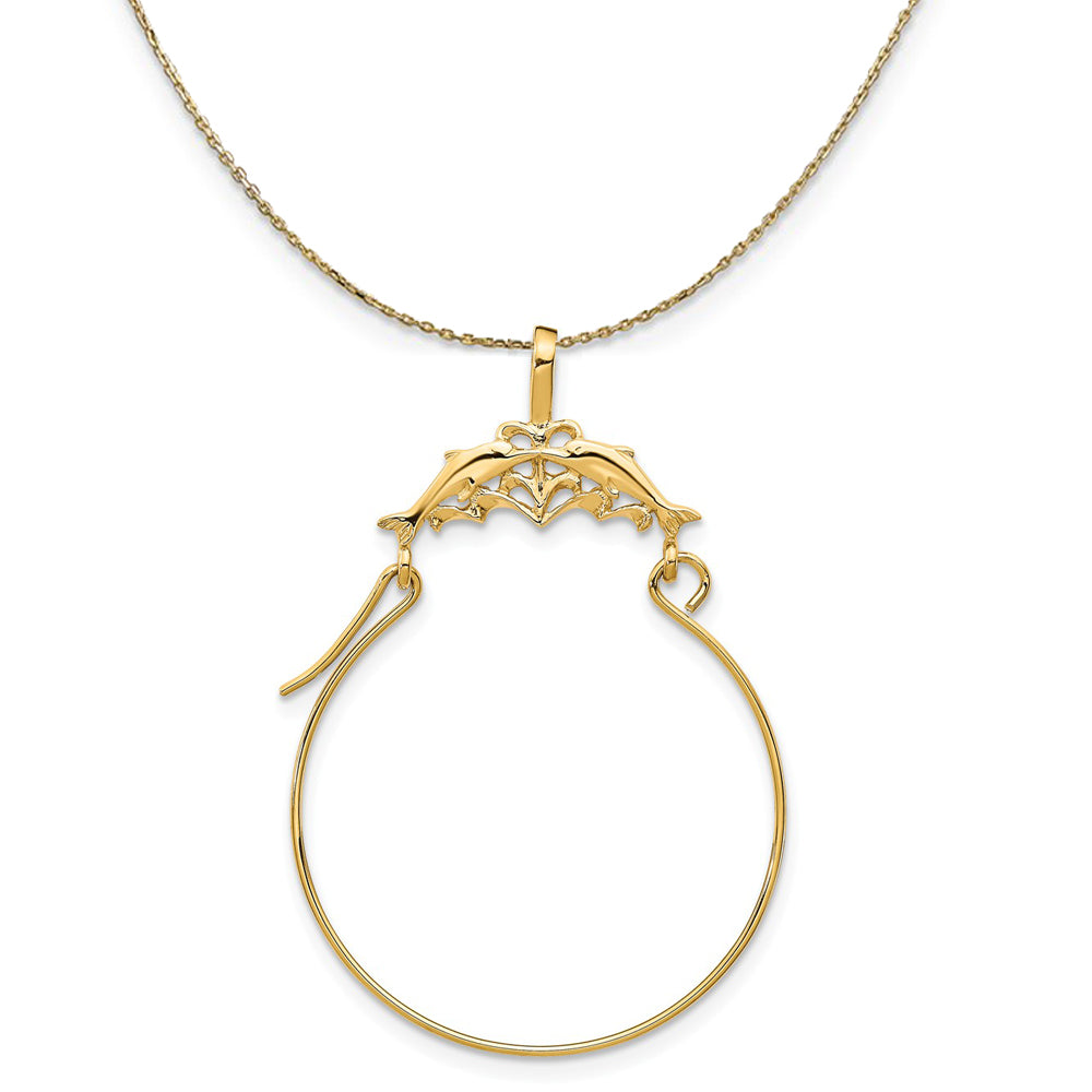 14k Yellow Gold Dolphin Necklace Holder Necklace, Item N20478 by The Black Bow Jewelry Co.