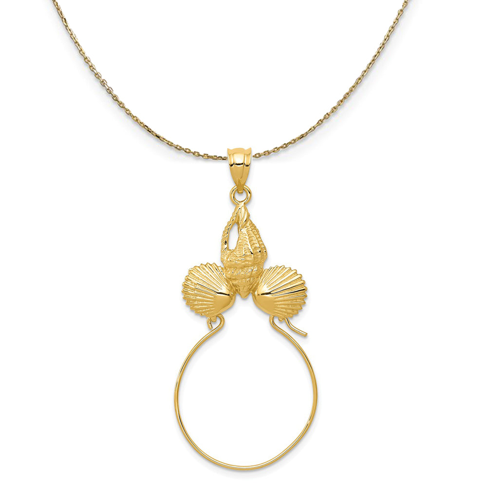 14k Yellow Gold Sea Shell Necklace Holder Necklace, Item N20479 by The Black Bow Jewelry Co.
