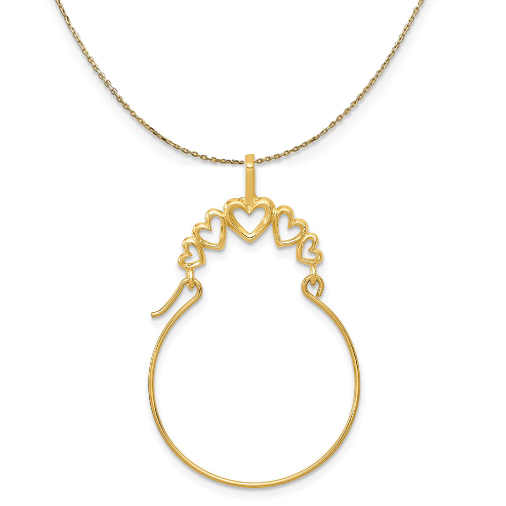 14k Yellow Gold Polished Five Heart Necklace Holder Necklace, Item N20480 by The Black Bow Jewelry Co.