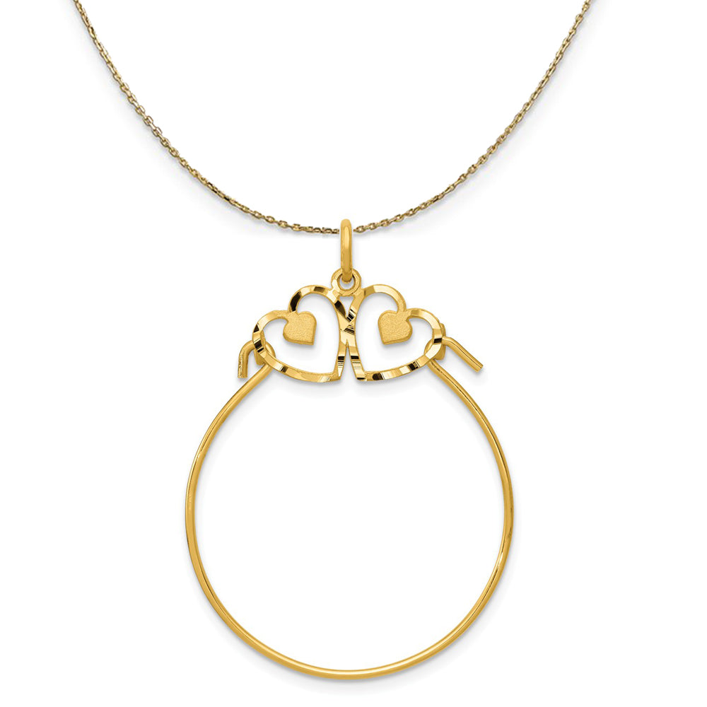 14k Yellow Gold Double Heart Necklace Holder Necklace, Item N20481 by The Black Bow Jewelry Co.