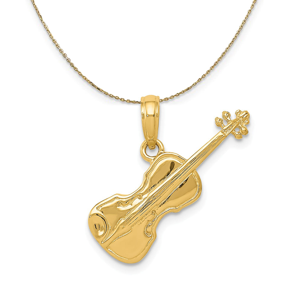 14k Yellow Gold Violin Necklace, Item N20484 by The Black Bow Jewelry Co.
