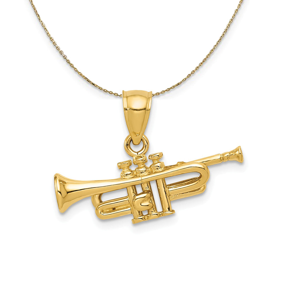 14k Yellow Gold Horizontal Trumpet Necklace, Item N20488 by The Black Bow Jewelry Co.