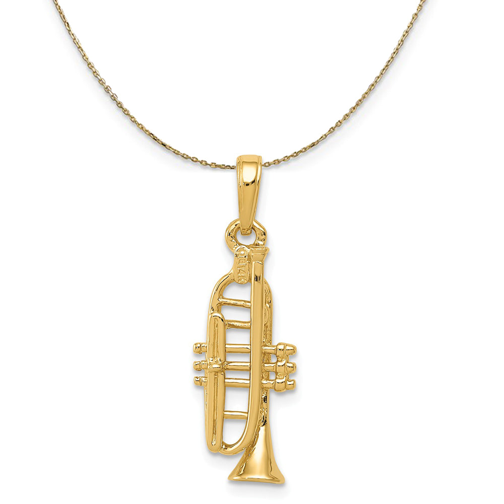 14k Yellow Gold Vertical Trumpet Necklace, Item N20489 by The Black Bow Jewelry Co.