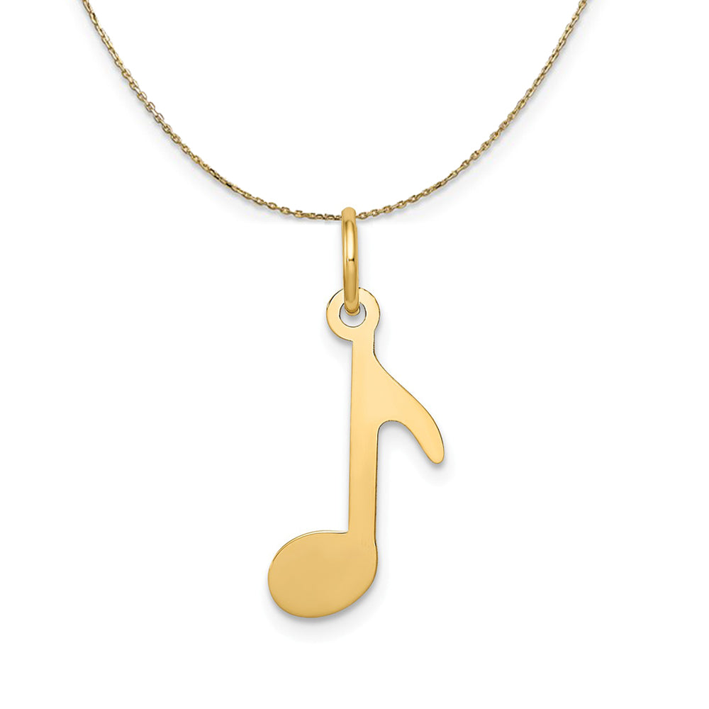 14k Yellow Gold Polished Music Note Necklace, Item N20509 by The Black Bow Jewelry Co.
