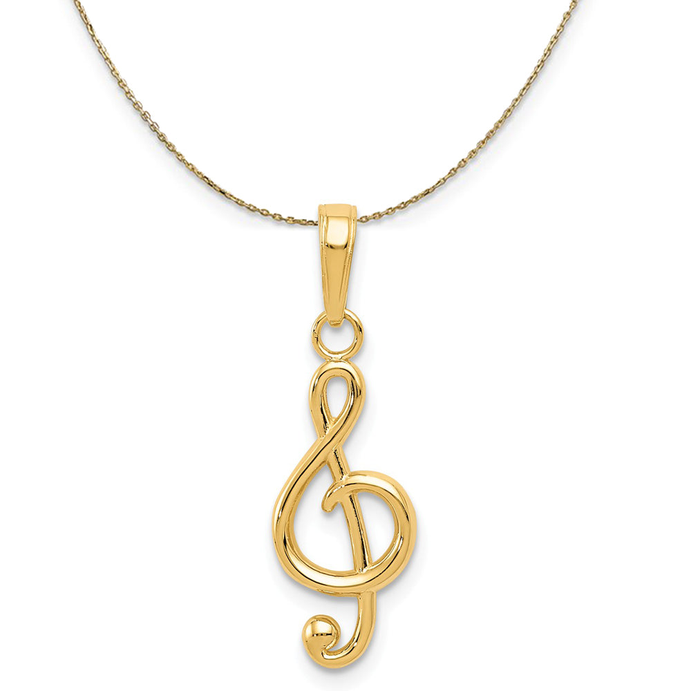 14k Yellow Gold 2D Treble Clef Necklace, Item N20511 by The Black Bow Jewelry Co.