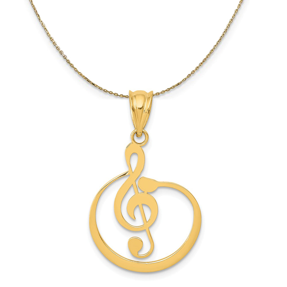 14k Yellow Gold G Clef Musical Note Necklace, Item N20517 by The Black Bow Jewelry Co.