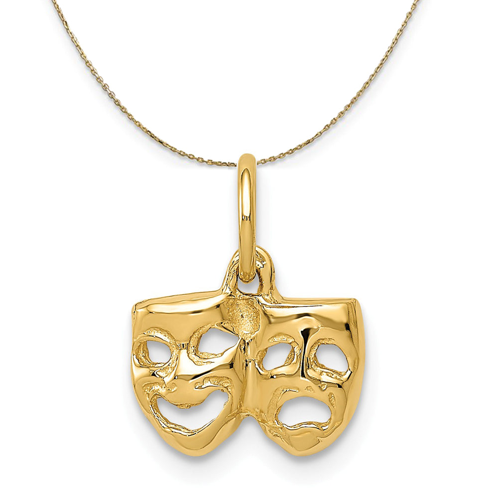 14k Yellow Gold Petite Comedy and Tragedy Necklace, Item N20521 by The Black Bow Jewelry Co.