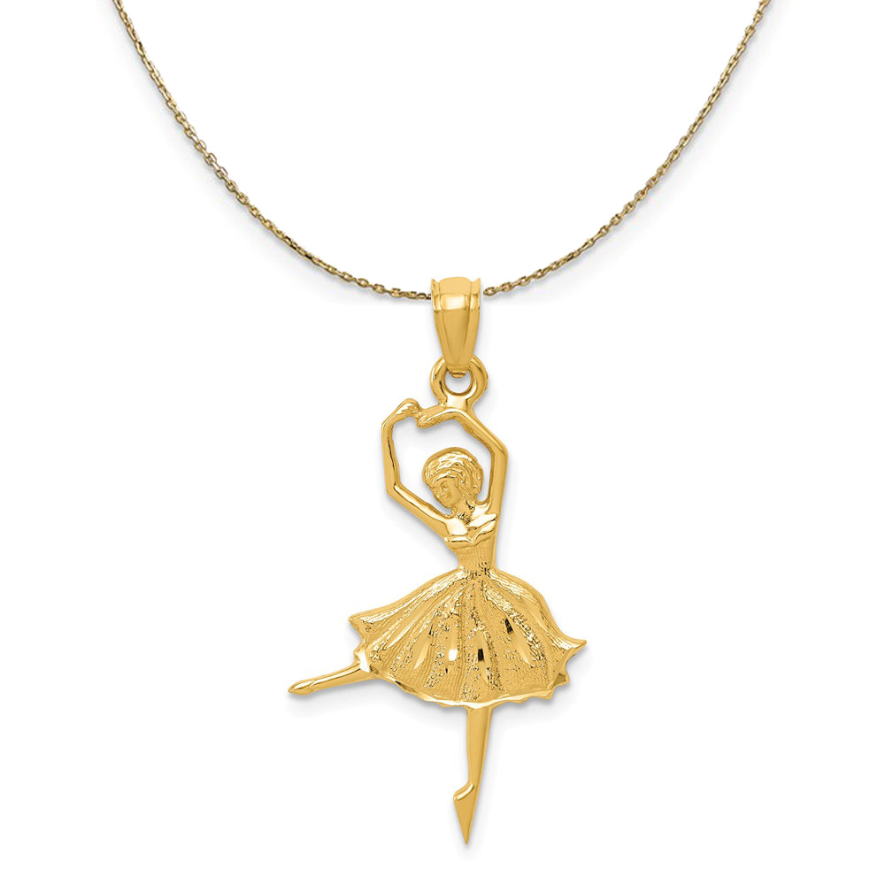 14k Yellow Gold Diamond Cut Dancing Ballerina Necklace, Item N20538 by The Black Bow Jewelry Co.
