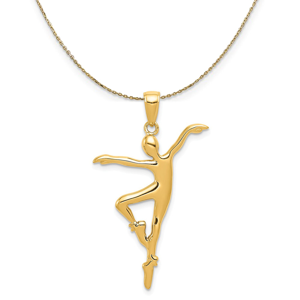 14k Yellow Gold Modern Ballet Dancer Necklace, Item N20541 by The Black Bow Jewelry Co.