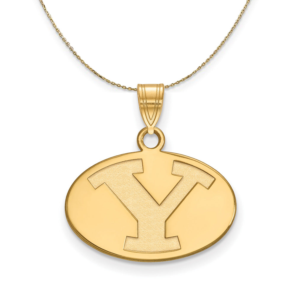 14k Yellow Gold Brigham Young U Small Initial Y Necklace, Item N20559 by The Black Bow Jewelry Co.