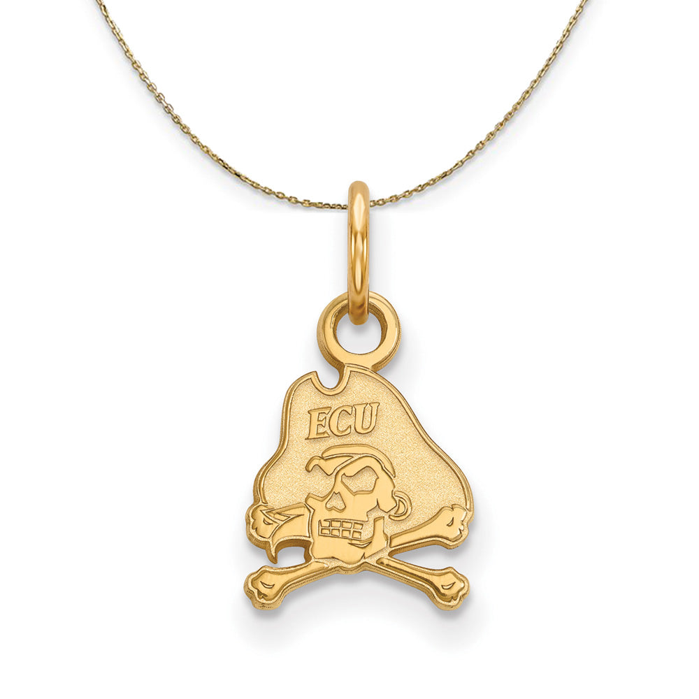 14k Yellow Gold East Carolina U X-Small Logo Necklace, Item N20562 by The Black Bow Jewelry Co.