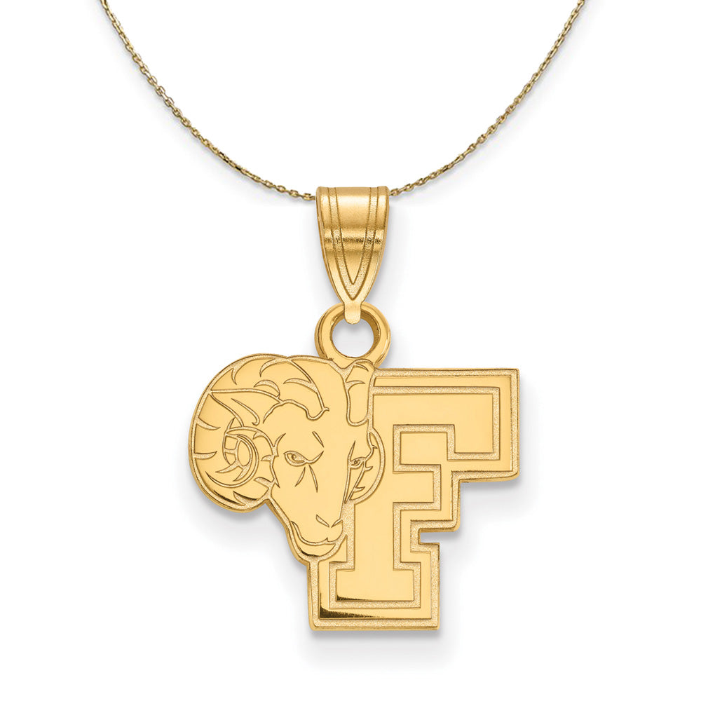 14k Yellow Gold Fordham U Rams Small Logo Necklace, Item N20564 by The Black Bow Jewelry Co.