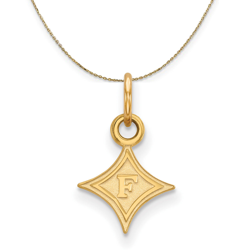 14k Yellow Gold Furman U X-Small Logo Necklace, Item N20565 by The Black Bow Jewelry Co.