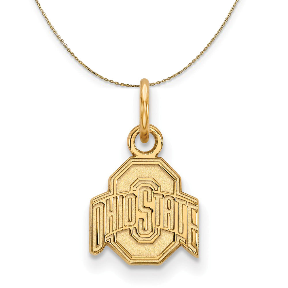 14k Yellow Gold Ohio State X-Small Logo Necklace, Item N20581 by The Black Bow Jewelry Co.
