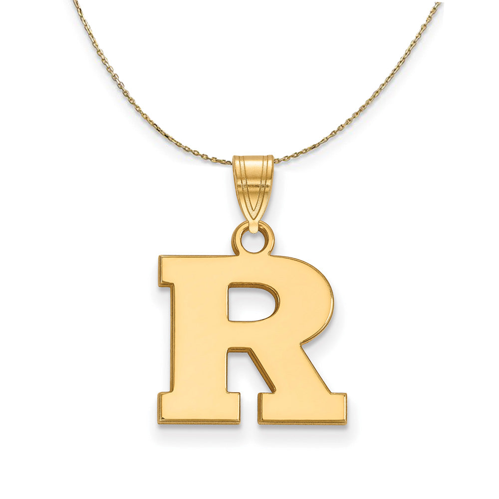 14k Yellow Gold Rutgers Small Initial R Necklace, Item N20584 by The Black Bow Jewelry Co.
