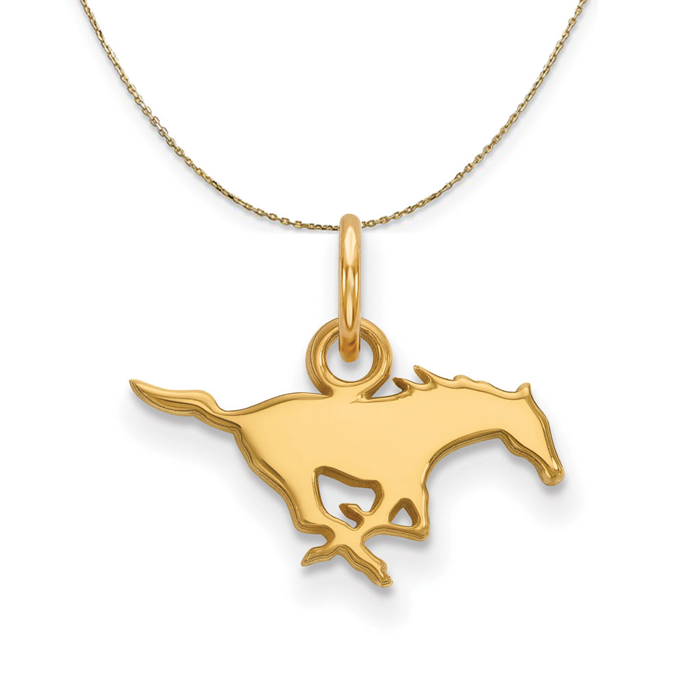14k Yellow Gold Southern Methodist U. X-Small Necklace, Item N20587 by The Black Bow Jewelry Co.