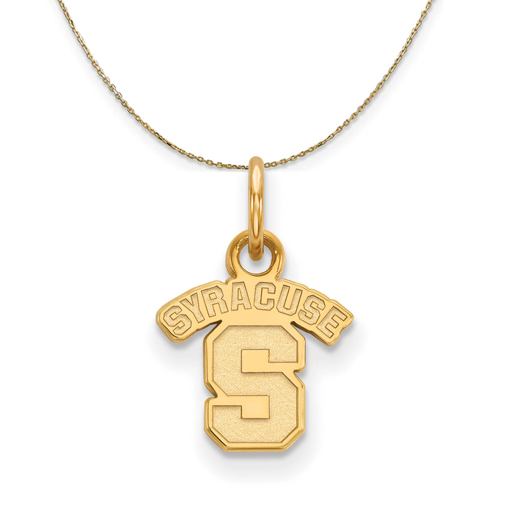 14k Yellow Gold Syracuse U. X-Small Logo Necklace, Item N20588 by The Black Bow Jewelry Co.